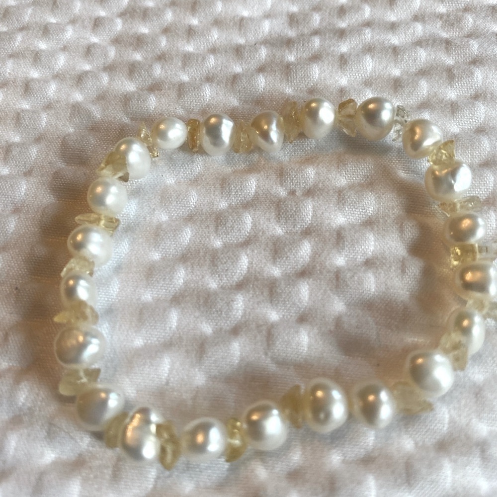 Pearl and Citrine Beaded Stretch Bracelet